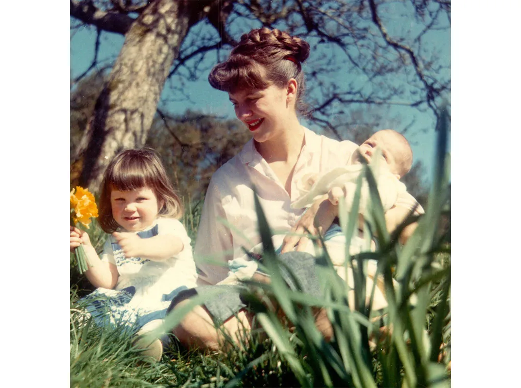Sylvia Plath with Frieda and Nicholas, Court Green