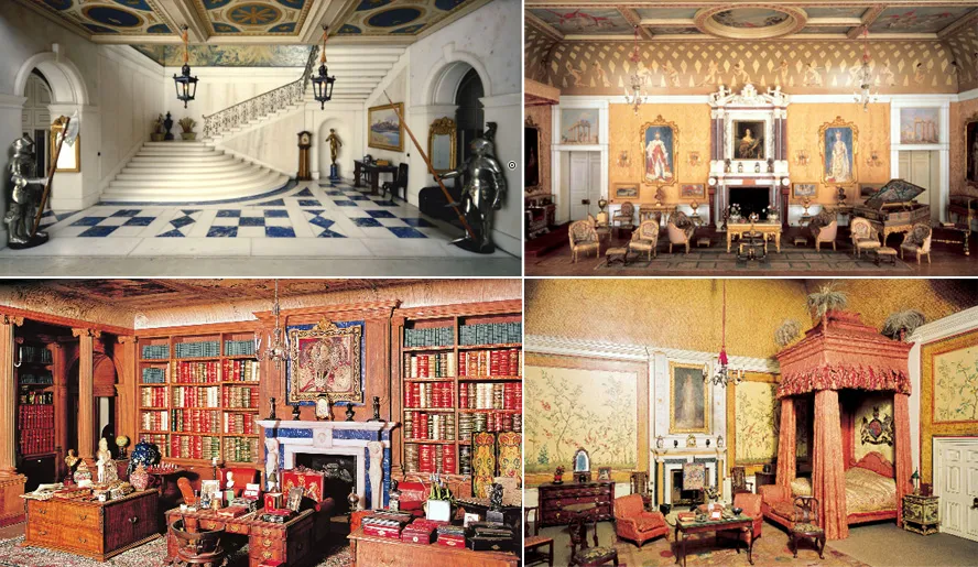 A selection of interior details from Queen Mary's Dollhouse 