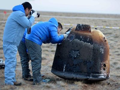 The lunar test capsule, back on Earth