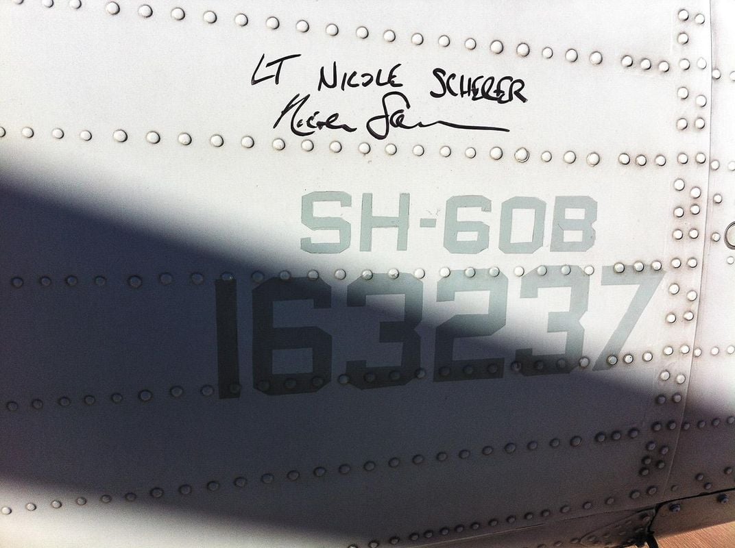 crewmates signed the tails of the two Seahawks