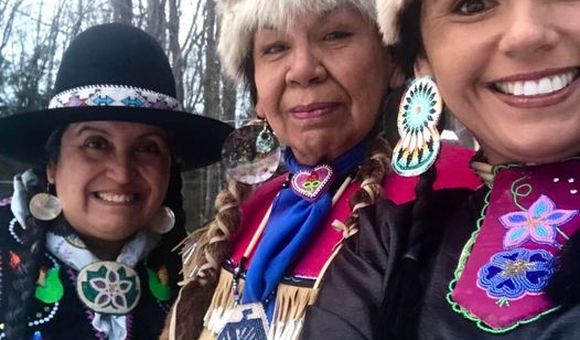 Michigan Anishinaabe women April Lindala, Linda Batiste-Cohen and Michelle Reed