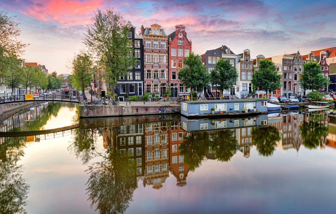 Typical canal scene in Amsterdam