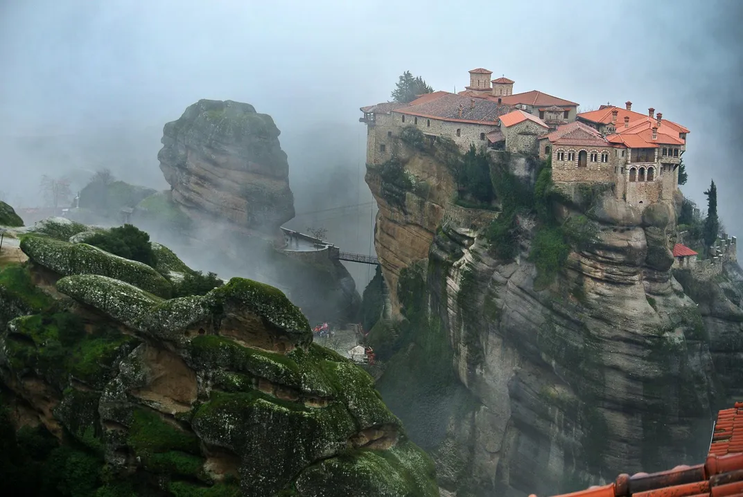Monastery in the mist at Meteora