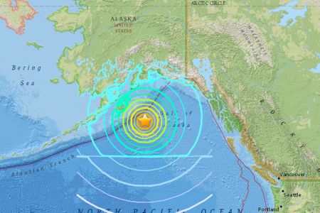 The epicenter of last night's earthquake in Alaska