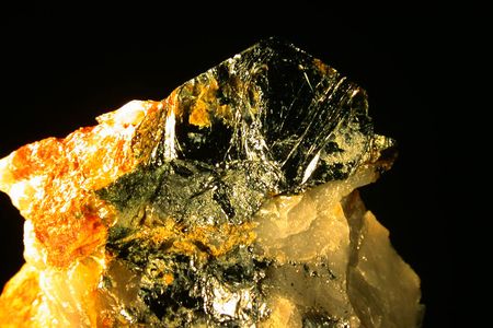 Bluish-gray molybdenite, a molybdenium-sulfur mineral, in quartz from Wisconsin.