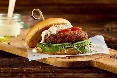 Essento mealworm burger, with all the fixins'