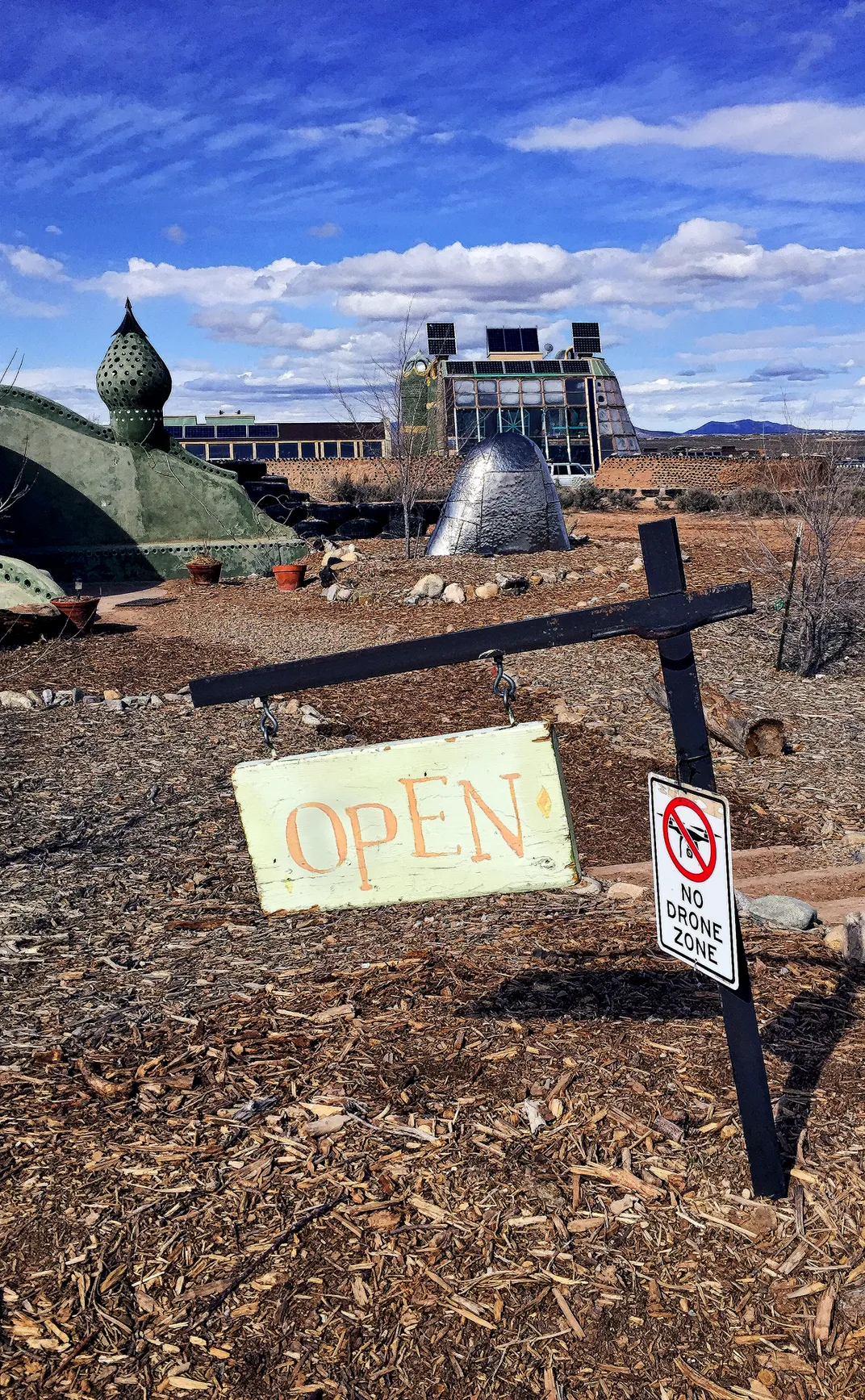 The Earthship Community welcome center, on the high Taos plateau of northern New Mexico.