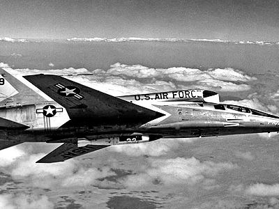Although an F-107A pilot would have had difficulty checking his six, he probably could have outrun his adversary. In 1956 tests, the aircraft reached Mach 2.