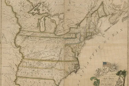 The first map of the United States, published in 1784 by Abel Buell, shows the recent addition of the Northwest Territories—a region that would soon include the states of Ohio, Indiana, Illinois, Michigan and Wisconsin, home to thousands of African-American pioneers.