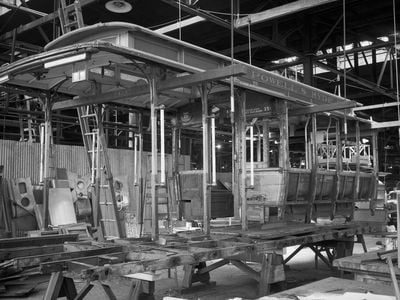 Reconstruction of Cable Car 520 Showing Partial Disassembly of Car | April 28, 1967.