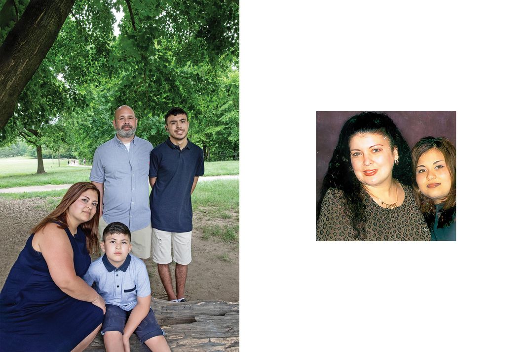 a family portrait and a portrait of a mother and daugher.