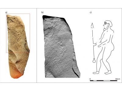 The warrior carved onto the Tulloch Stone wields a spear with a "kite-shaped blade and a doorknob-style butt," according to a new study.