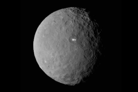 Two spots shine like beacons from the dwarf planet Ceres