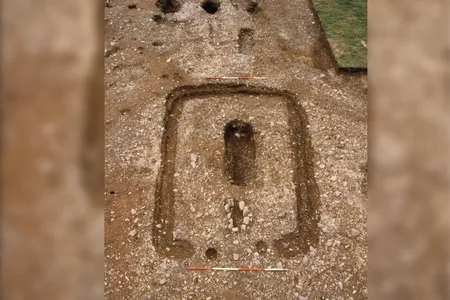 Most of the possibly royal graves rest in the center of square or rectangular enclosures like the one pictured here, at Plas Gogerddan in Wales.