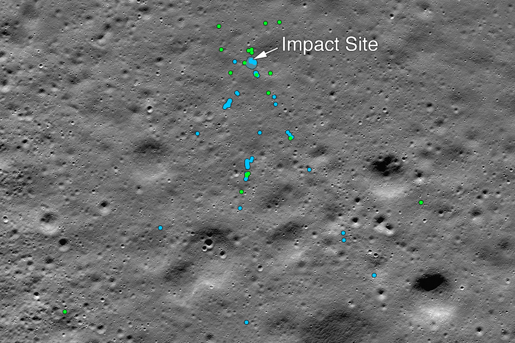 Lunar surface with impact site
