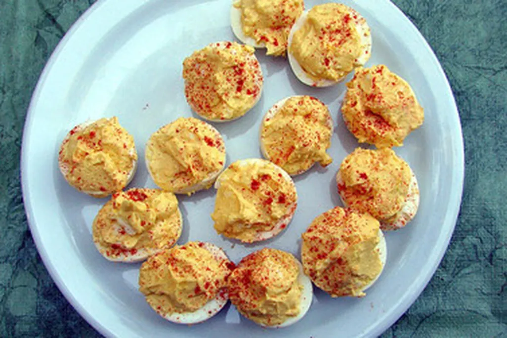 Deviled eggs, one of many Halloween treats