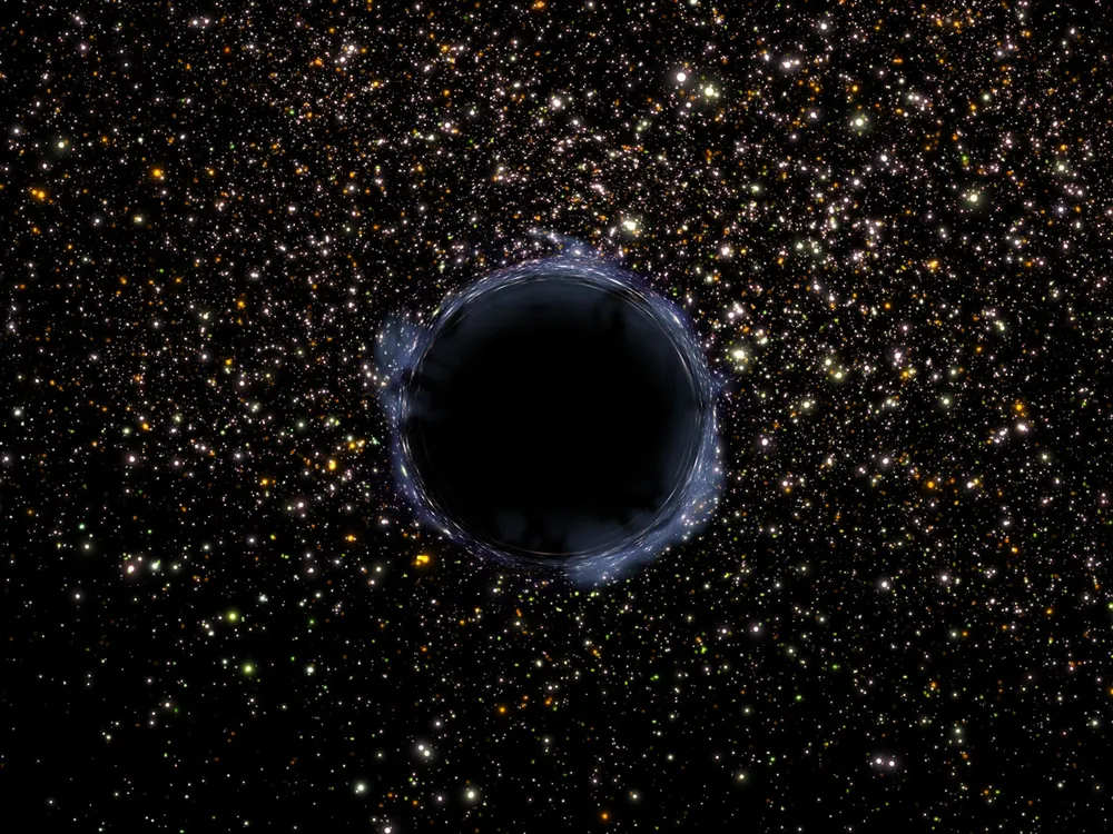 An image of an isolated black hole lensing stars in space