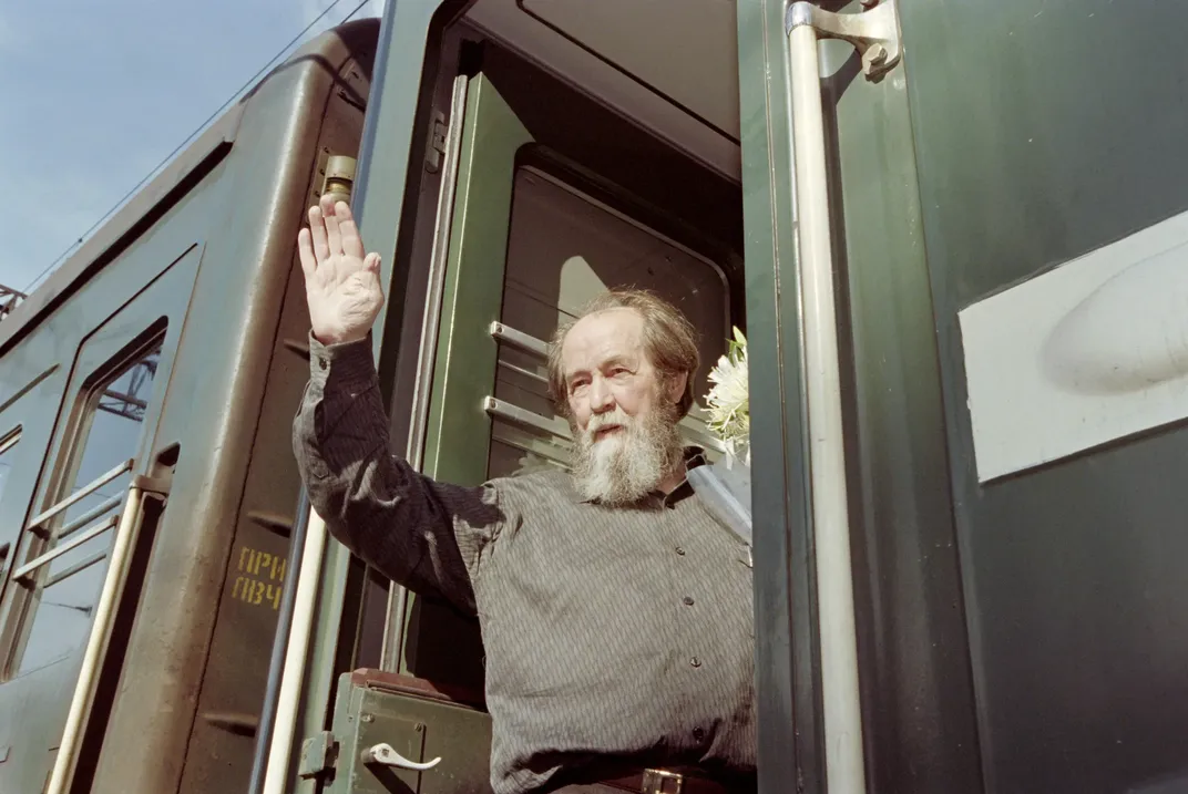 Aleksandr Solzhenitsyn on a train