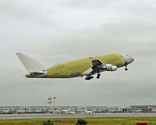 Boeing's Large Cargo Freighter takes to the sky.