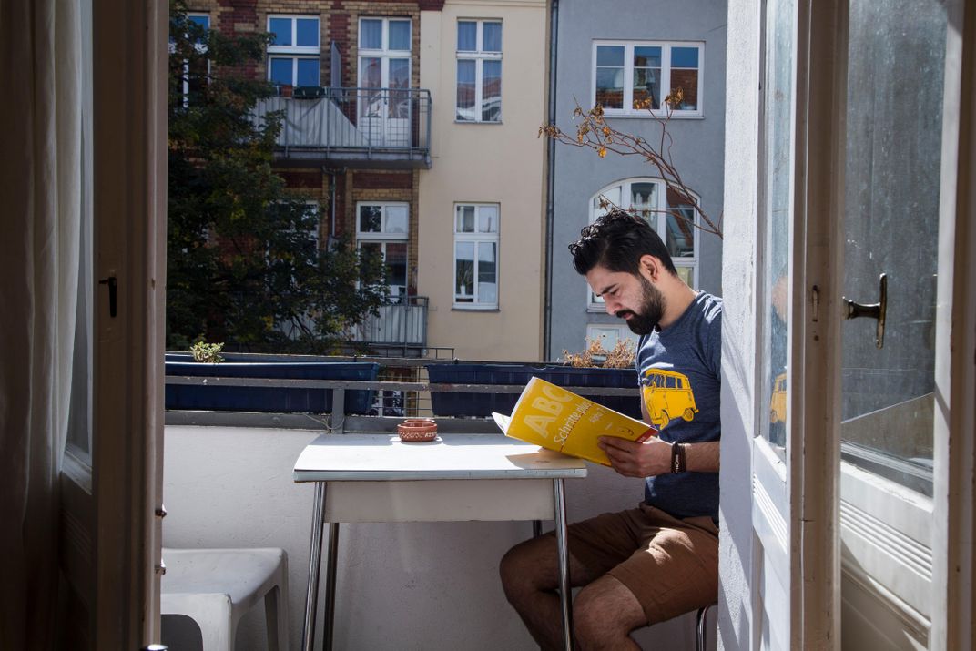 Salar, in his Berlin apartment