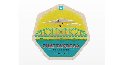 A badge designed for Chattanooga using the local Chatype font