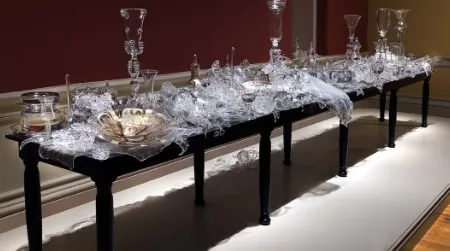 Beth Lipman's sculpture "Bancketje," is on view at the Renwick.