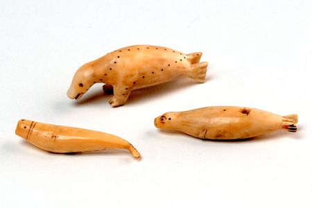 These walrus ivory carvings were collected in the mid-1880s. They were featured in a catalogue for the exhibition 