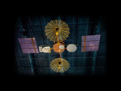 TRW, which built the first seven Tracking and Data Relay Satellites, donated this replica of the TDRS spacecraft to the National Air and Space Museum in 1986.First-generation TDRS satellites were built with a 10-year design life but most remained in service much longer.