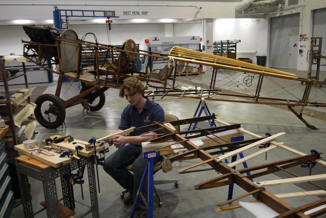 Reddersen, working on the Lincoln-Standard wings
