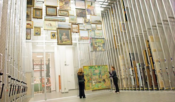 Hirshhorn Museum and Sculpture Garden, Smithsonian Institution, an example of an art hanging storage