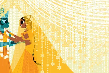 In his illustrated books, Patel distills the gods and goddesses down to their essentials as shown in this illustration from Ramayana: Divine Loophole (2010).