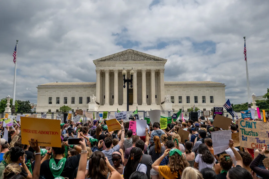 Protesters outside of the Supreme Court on June 24, after the court overturned Roe v. Wade