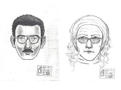 Police sketches of the man and woman who stole Willem de Kooning&#39;s&nbsp;Woman-Ochre&nbsp;from the University of Arizona Museum of Art in November 1985