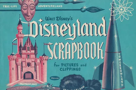 Souvenir Disneyland scrapbook with Frontierland’s iconic symbols from 1955