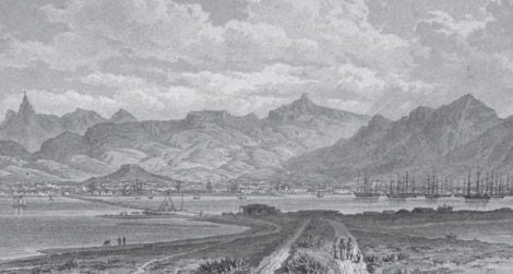 Port Louis, Mauritius, in the first half of the 19th century.