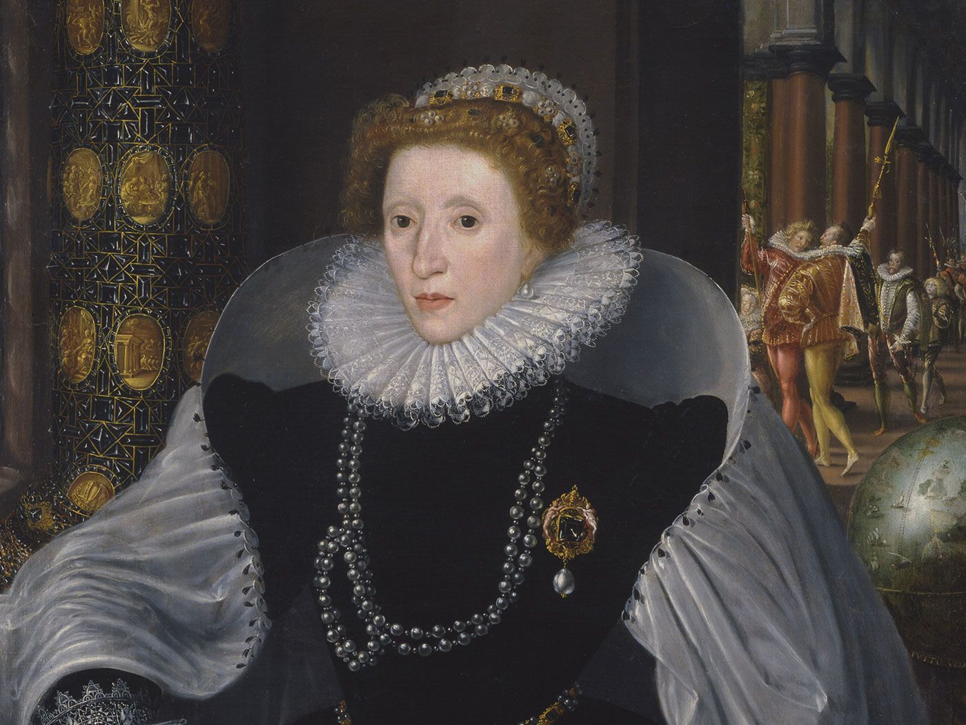 Detail of Quentin Metsys the Younger, Elizabeth I of England (The Sieve Portrait), 1583