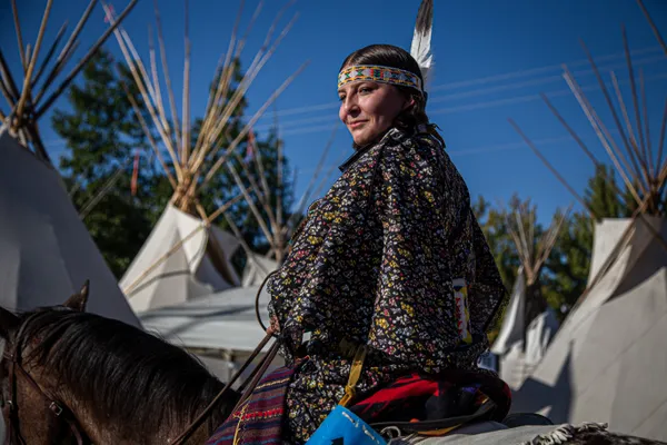 A Woman from the Umatilla Confederation On Horseback thumbnail