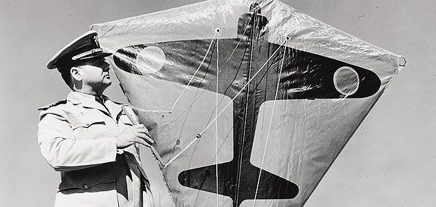 During World War II, Navy Commander Paul Garber developed a target kite (bearing the silhouette of a Japanese aircraft) for U.S. Navy ship-to-air gunnery practice.