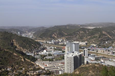 Yan'an, China is flattening some of the mountains surrounding the city, seen here in a photo from 2012