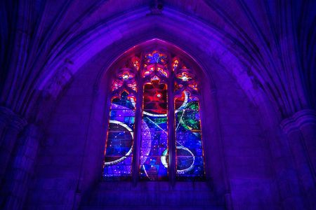 Beneath the Space Window at the National Cathedral in Washington, D.C., where a seven-gram sample of moon rock is incorporated into the design, a sold-out crowd gathered this week for the celebration of the 50th Anniversary of Apollo 8.