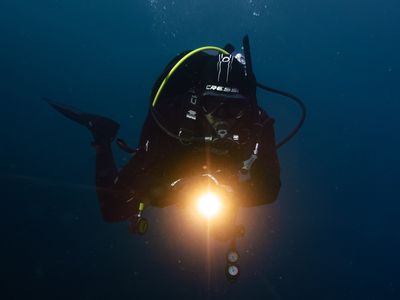 Barrington Scott, shown here diving in Malta, traveled to all seven continents to scube dive between November 13 and December 3, 2024.
