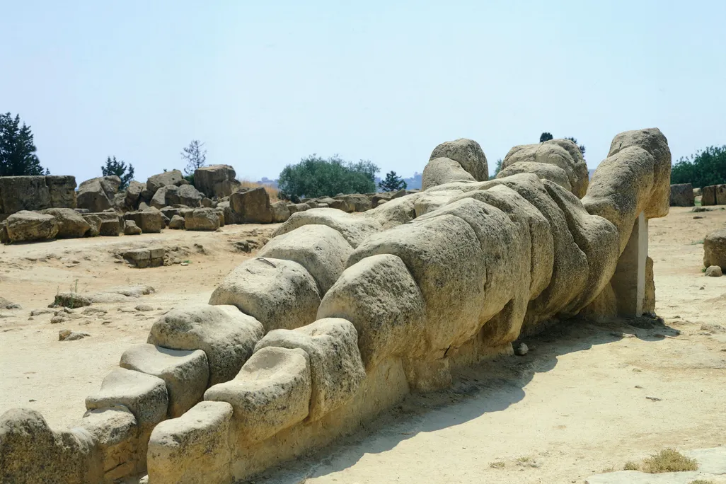 A statue of Atlas at the temple of Zeus in Agrigento, Sicily