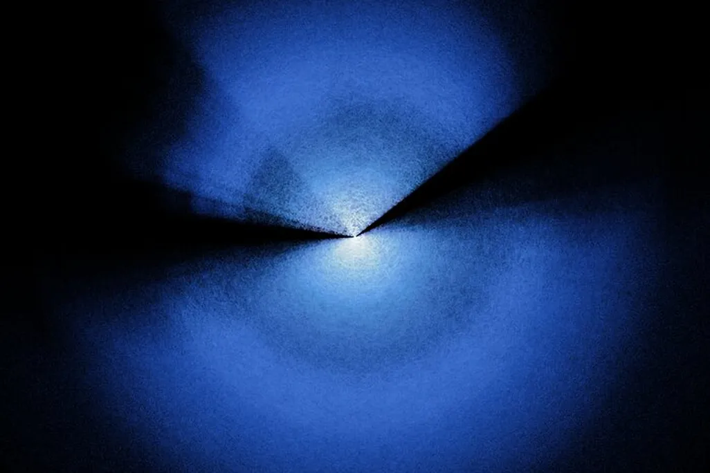 Blue circular shape with two wedges removed on opposite sides