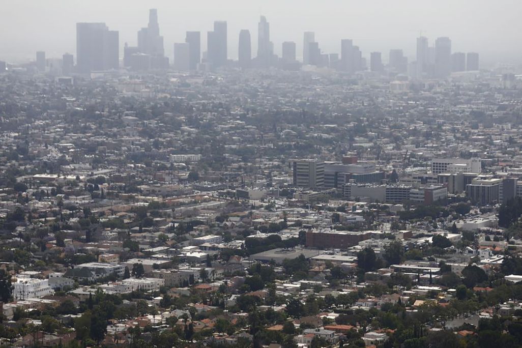 Smoggy overview of city of Los Angeles, California