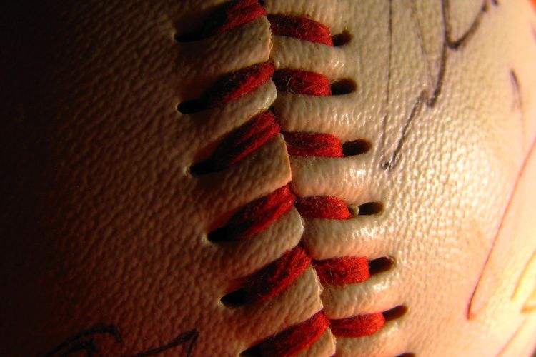 a close up detail of a baseball