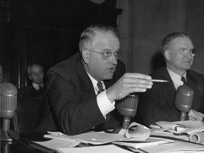 Senators Kenneth Wherry (pictured at left) and J. Lister Hill conducted the first congressional investigation into homosexuality in the federal workforce.
