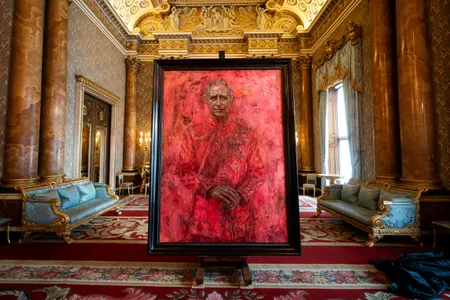 Jonathan Yeo's portrait of Charles III wearing the uniform of the Welsh Guards