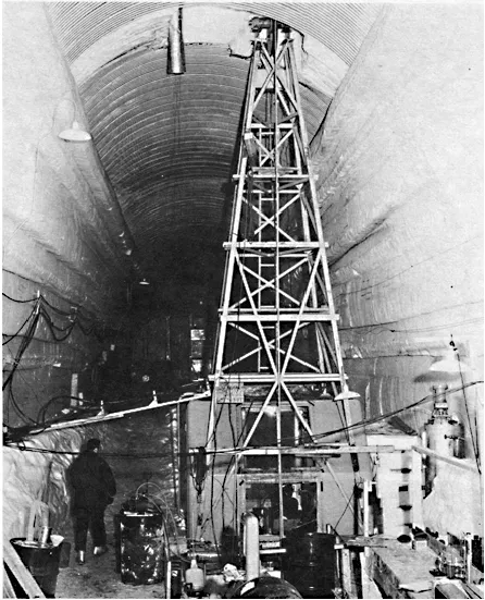 Thermal drill at Camp Century in Greenland used to drill through the ice cap in 1966.