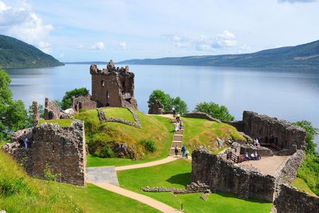Urquhart Castle, which sits beside Loch Ness in the Highlands of Scotland