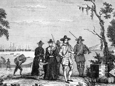 Puritan leader John Winthrop arrives in the Massachusetts Bay Colony.